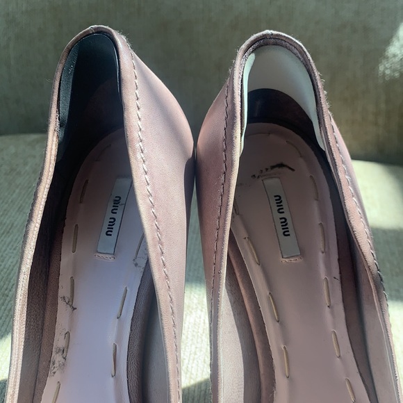 Miu Miu Platform Bow Nude Pump Heel in Leather - Picture 9 of 10